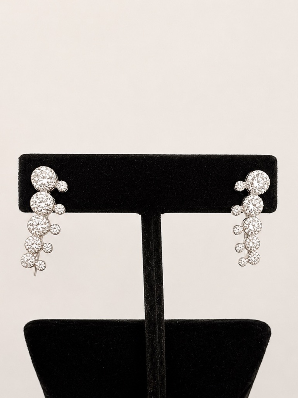 Judith Ripka Silver Crystal Cascade Inward Drop Earrings